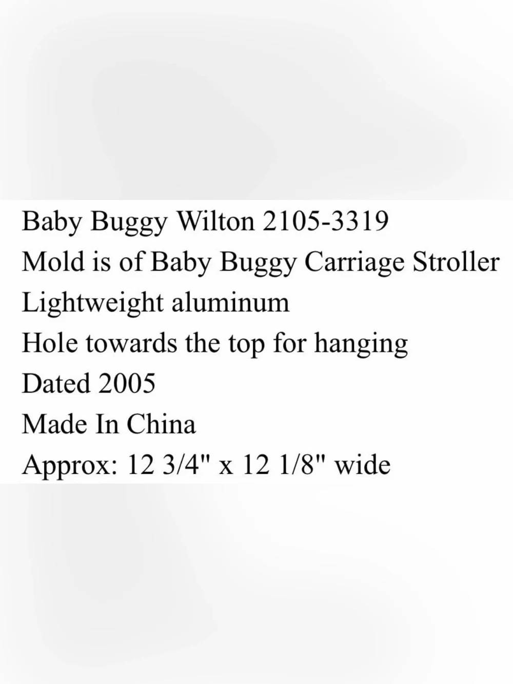 Wilton 2005 baby buggy cake mold